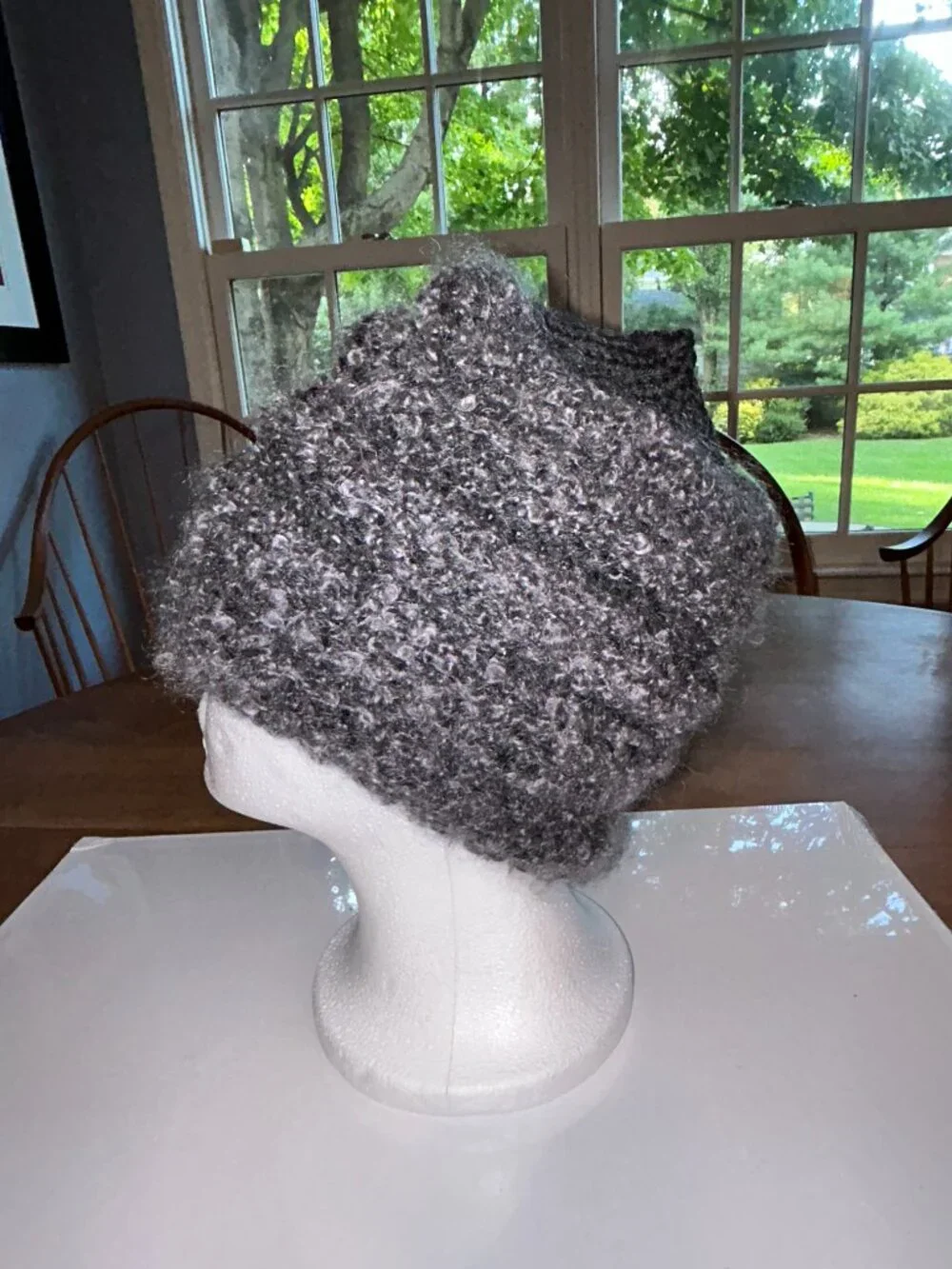 Danish Designer Mohair Knit Hat, Grey